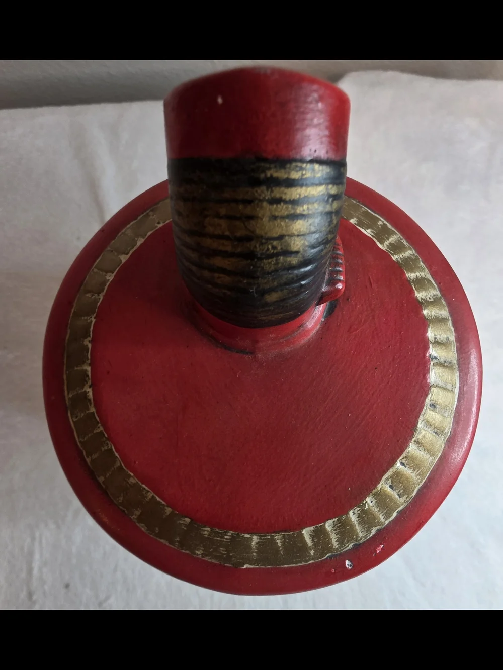 Vintage Hand-Painted Ceramic Pot Belly Stove Cookie Jar with Lid